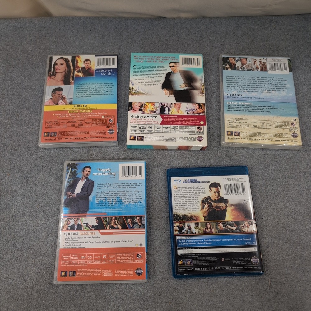 Burn Notice Seasons 1-4 DVD Lot and The Fall of Sam Axe Blu-ray Prequel Movie - Picture 2 of 2
